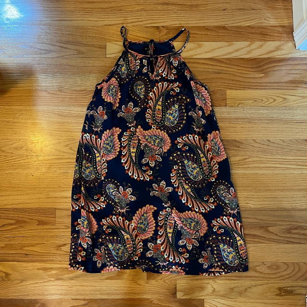 Navy Paisley Shift Dress